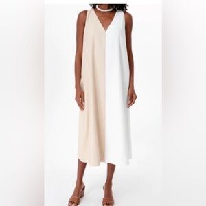 Pomander Place One Shoulder Cream and Tan Dress